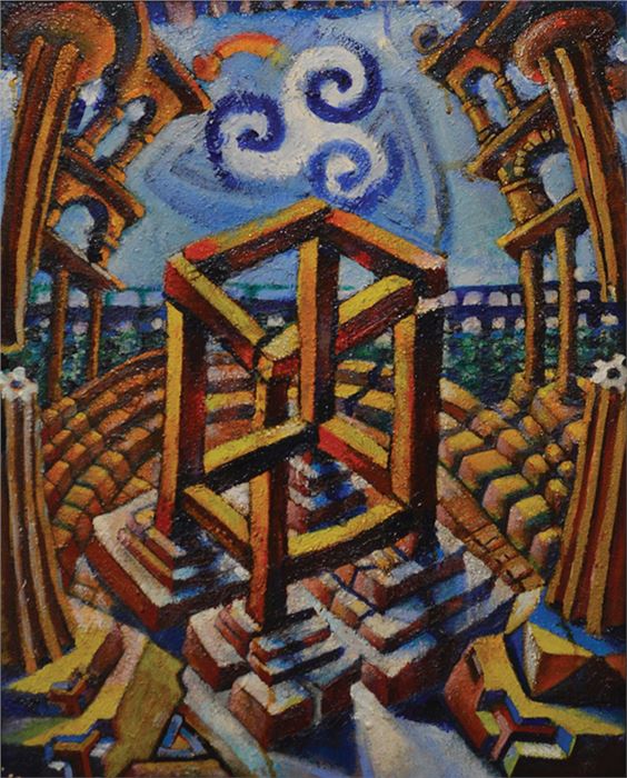 Charles Francis Winans, The Ben Ben Stone on the Altar of Illusion, Oil on canvas 21" x 17", 1998, Bravo Collection